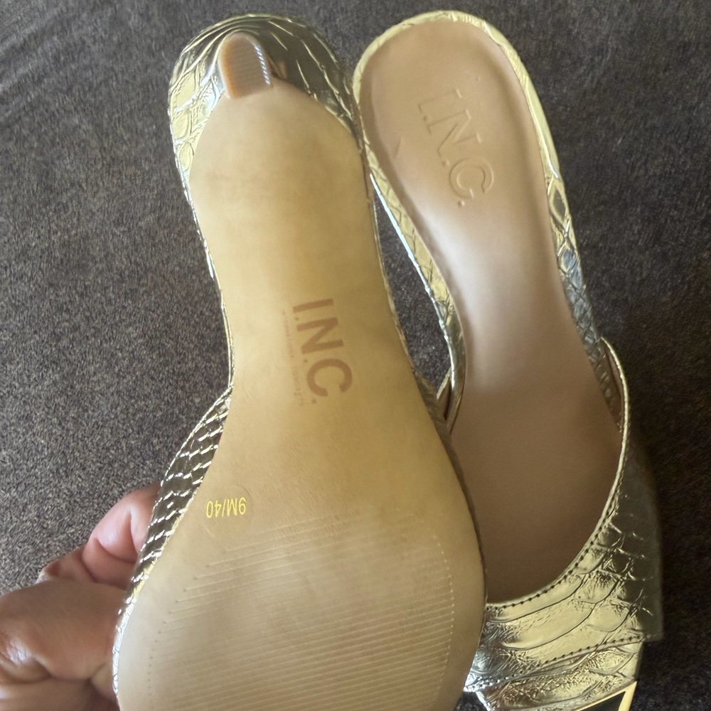 INC International Concepts Shimmering Gold Heels